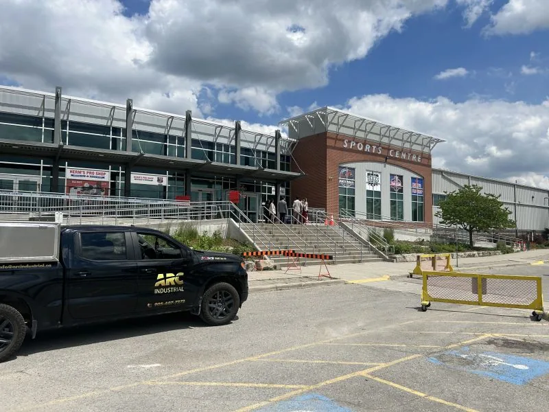 Safety railings at the Fairgrounds Sports Centre