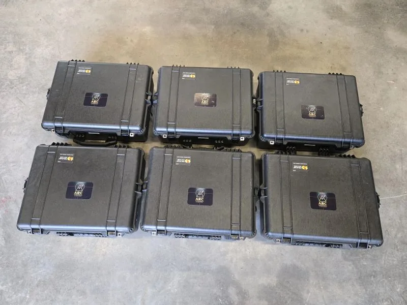 The first run of six RimVision AI measuring units, cased and ready to ship