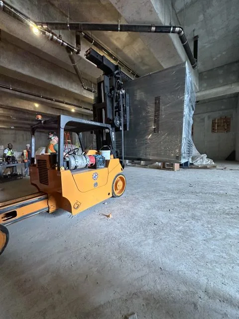 Transformer carried through to the electrical room