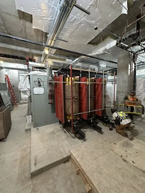 Transformer set in final position with the covers off